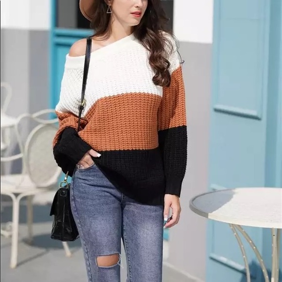 Gracey’s Sweaters - GRACEY’S // Color Block Oversized Pullover Sweater